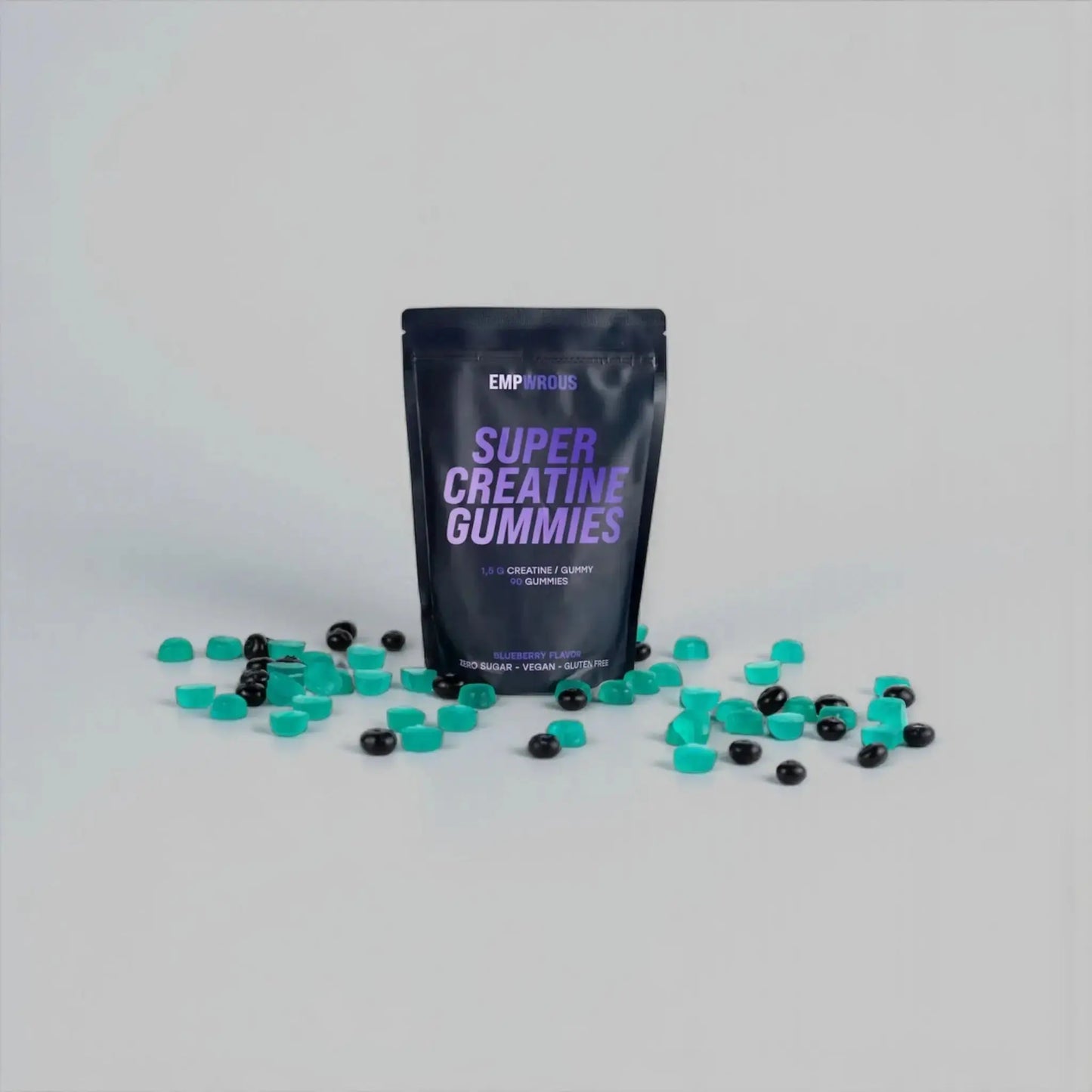 Super Créatine Gummies EMPWROUS – 1,5 g de créatine micronisée par gummy, vegan, sans sucre.